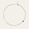 Diamond Tennis Necklace with Ruby Accent