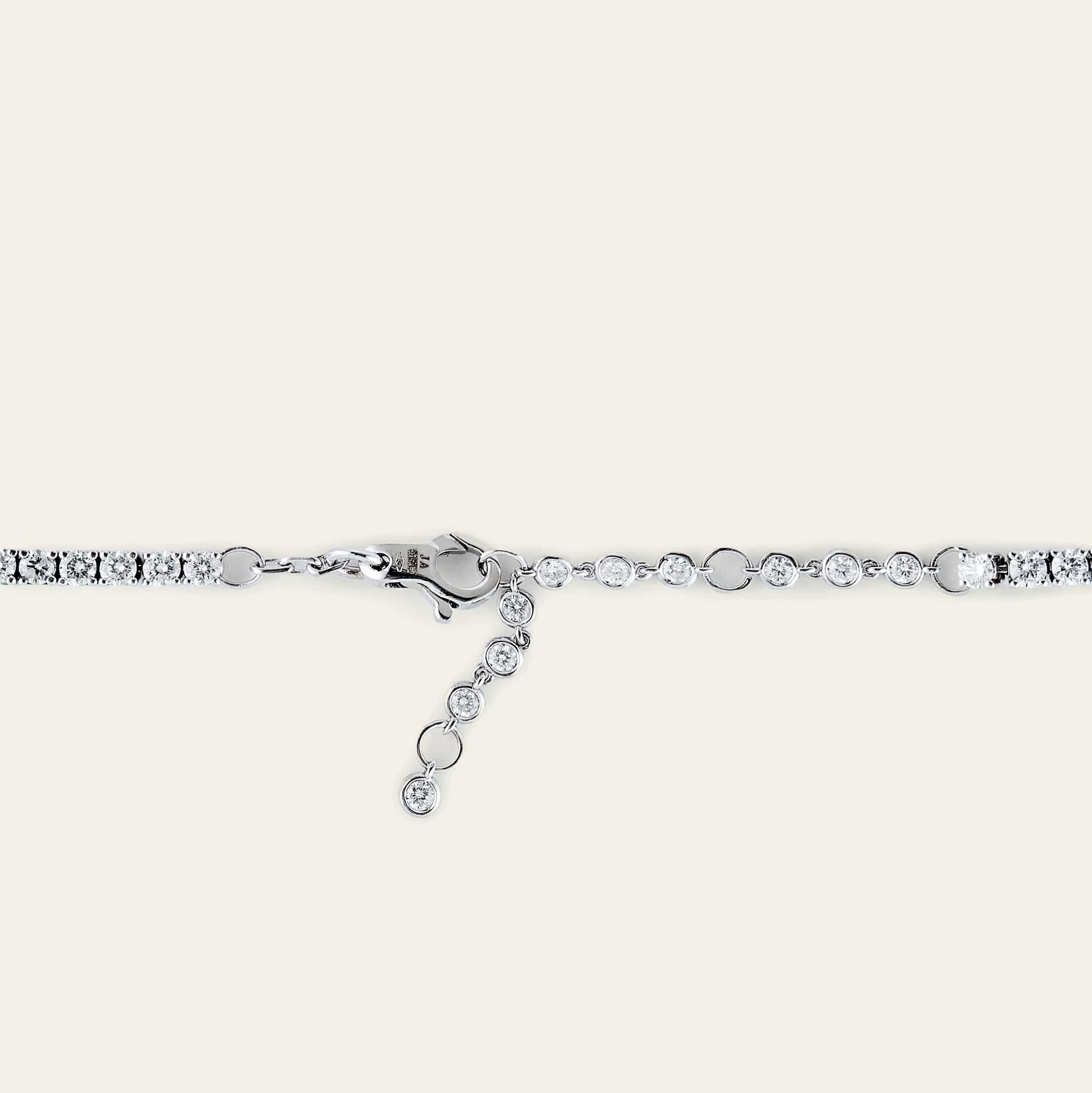 Diamond Tennis Necklace with Blue Sapphire Accent