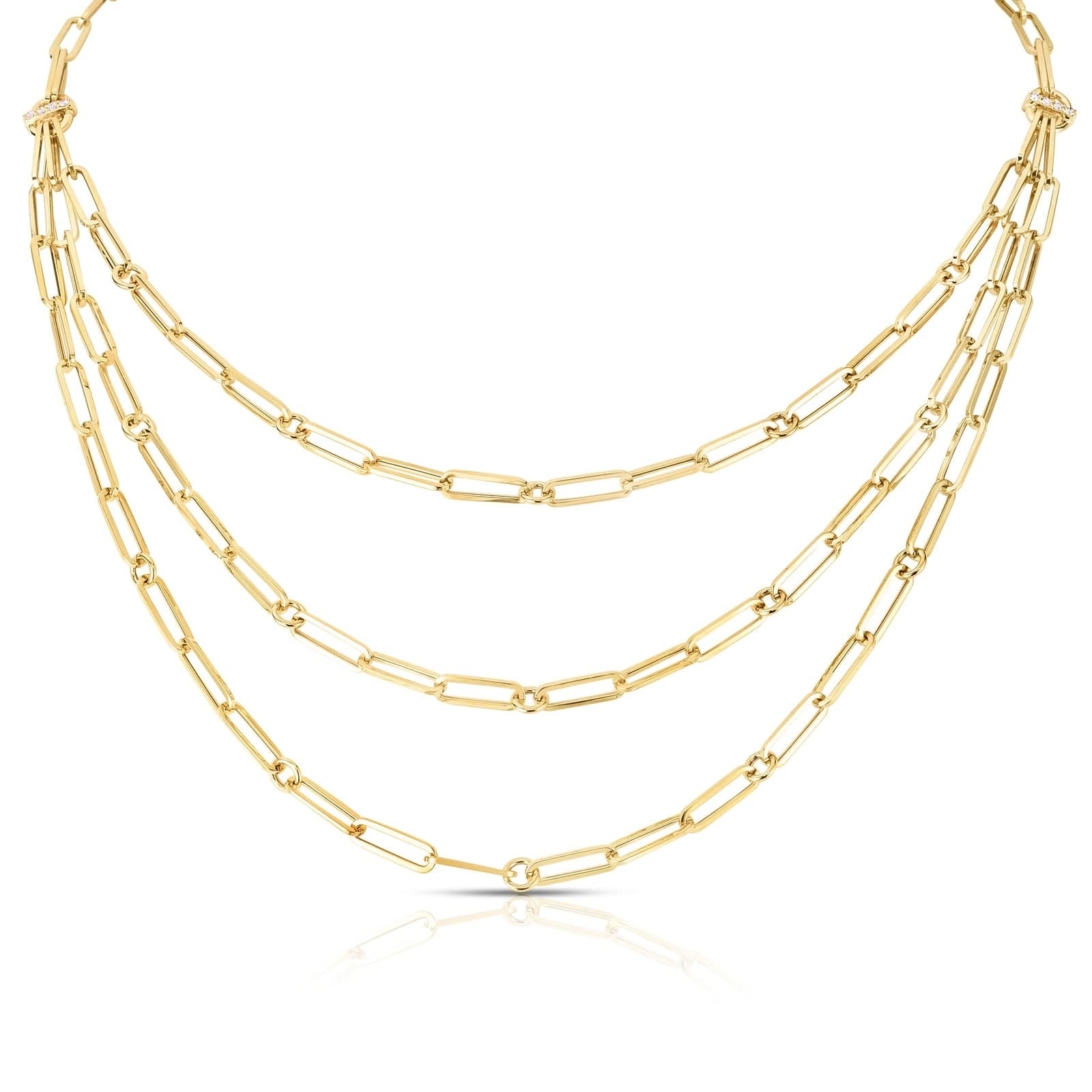 Diamond Triple Strand Paperclip Necklace
