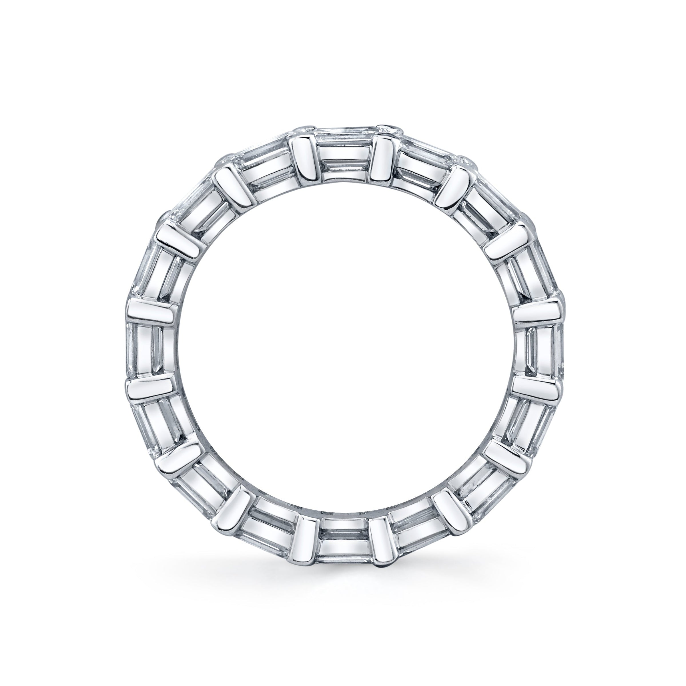 East West Emerald Cut Eternity Band in White Gold