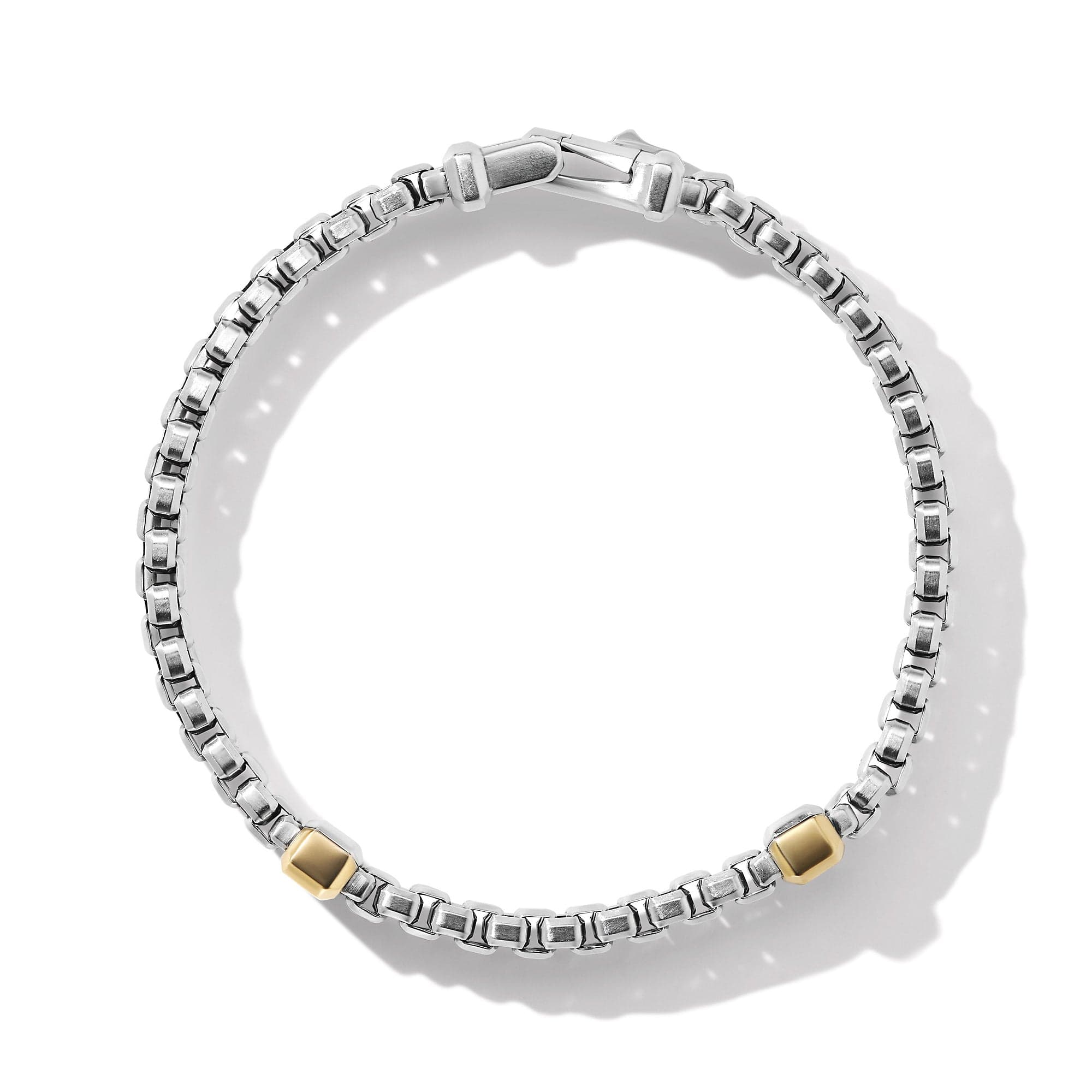 Double Box Chain Bracelet in Sterling Silver with 18K Yellow Gold