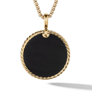 DY Elements Disc Pendant in 18K Yellow Gold with Black Onyx Reversible to Mother of Pearl