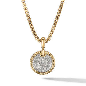DY Elements Disc Pendant in 18K Yellow Gold with Pave Diamonds