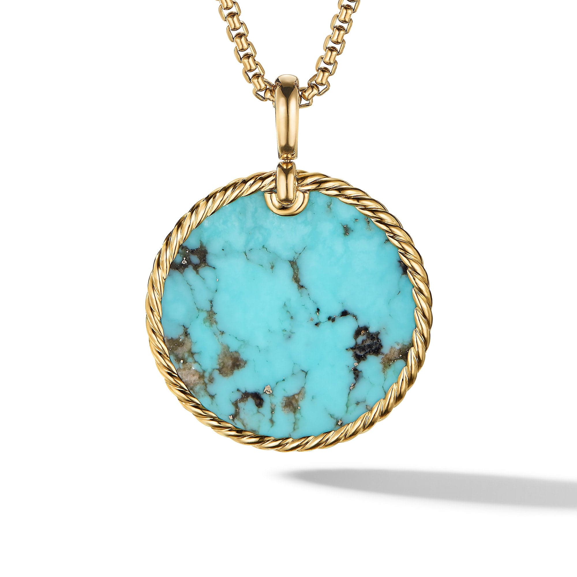DY Elements Disc Pendant in 18K Yellow Gold with Turquoise