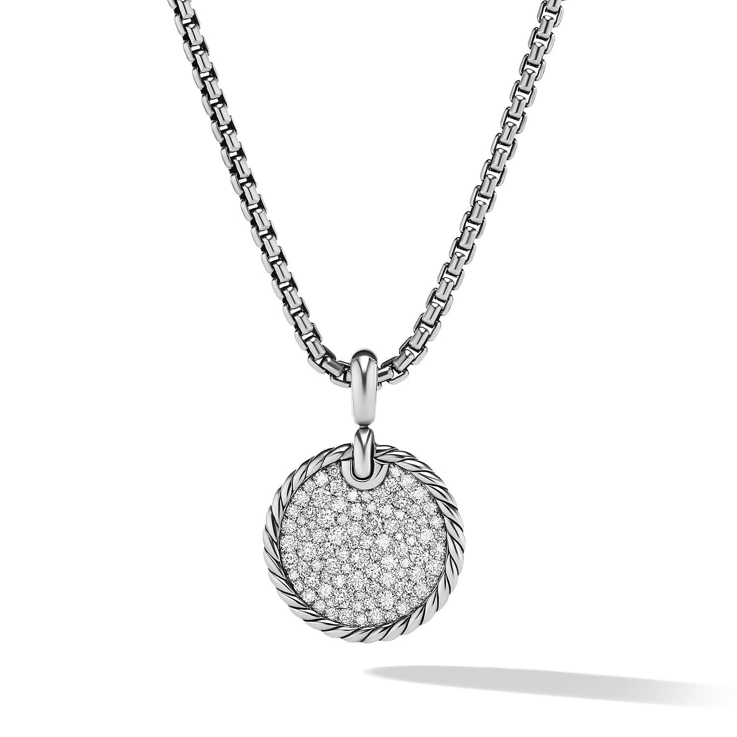 DY Elements Disc Pendant in Sterling Silver with Pave Diamonds