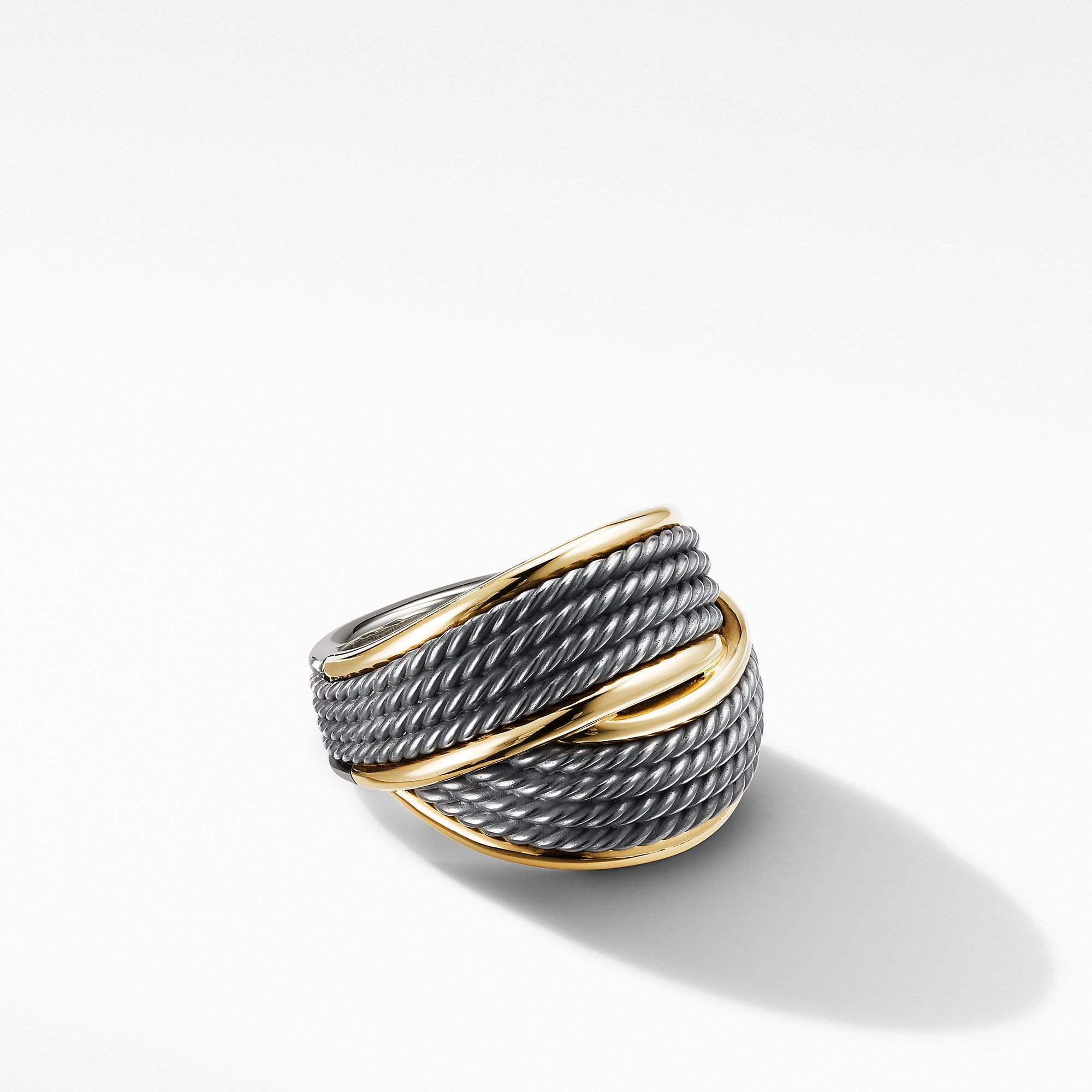 DY Origami Crossover Ring in Blackened Silver