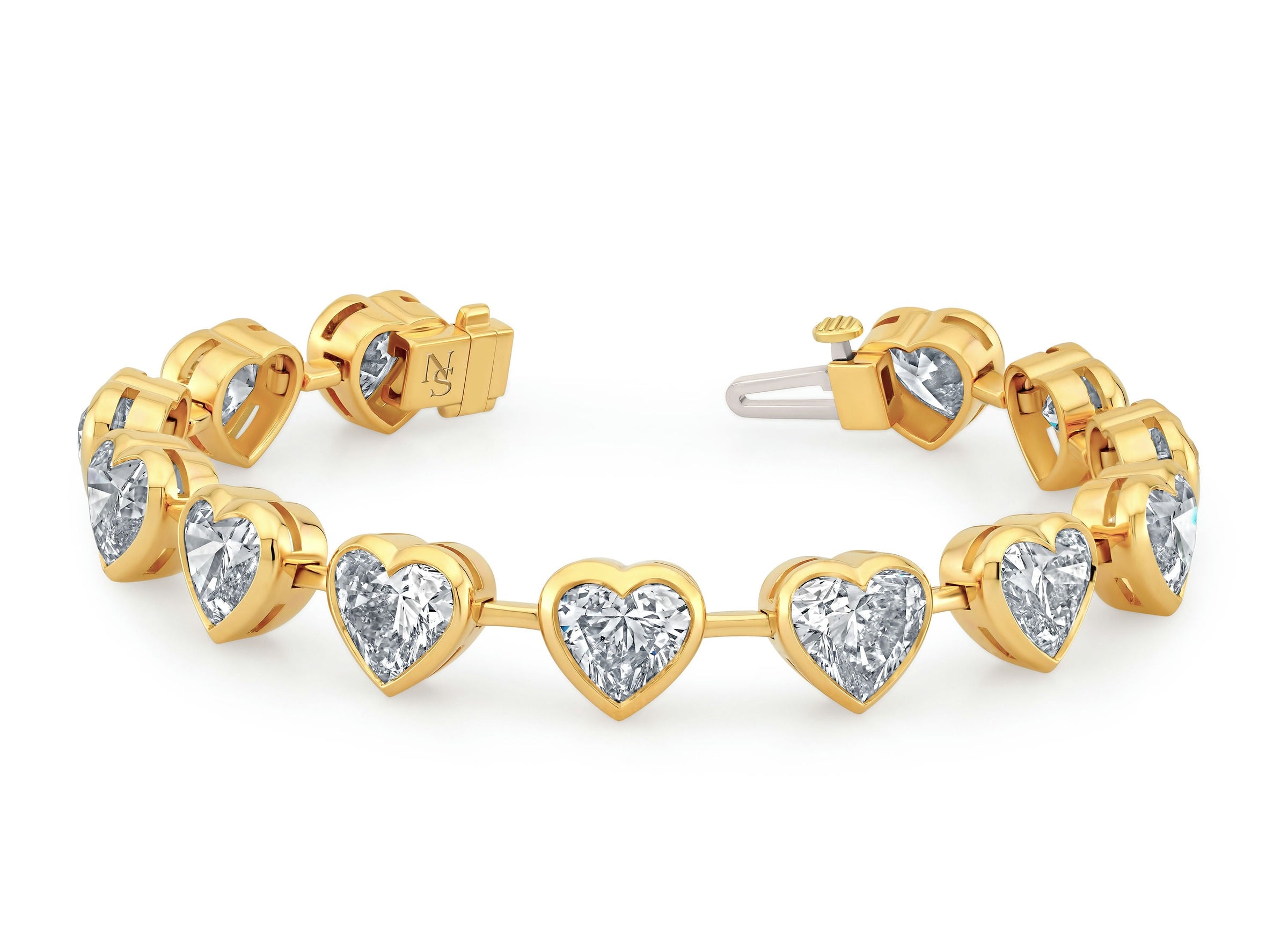 Heart Shape Diamond Bezel Set Bracelet