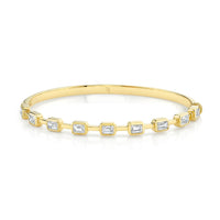 Hinged Bangle with Bezel-Set Emerald Cut Diamonds