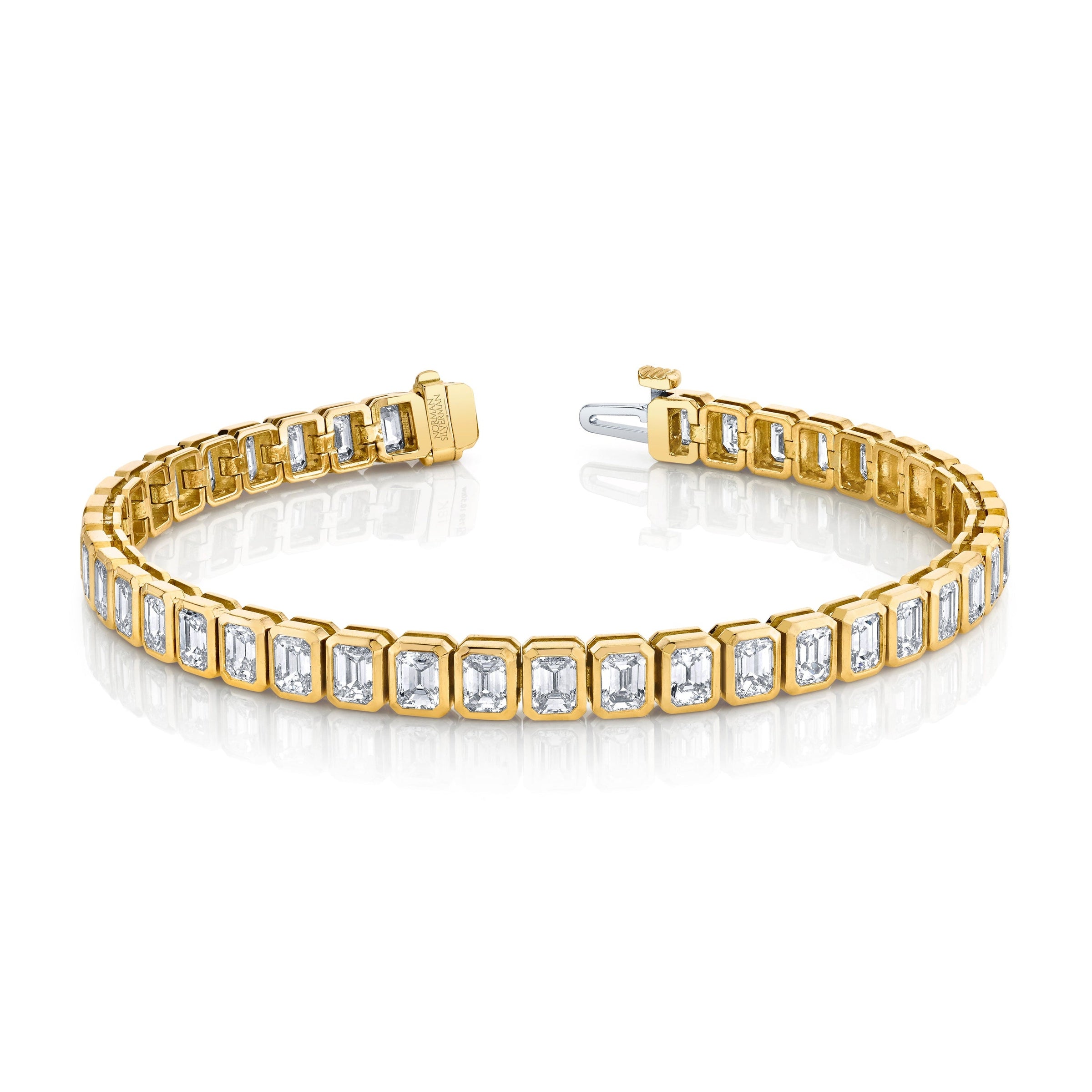 Emerald Cut Diamond Bezel Set Bracelet
