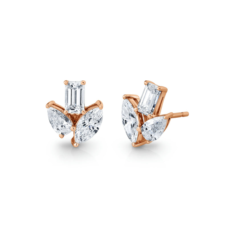 Multi Fancy Shape Diamond Stud Earrings