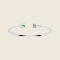 Emerald and Diamond Flexible Open Bangle
