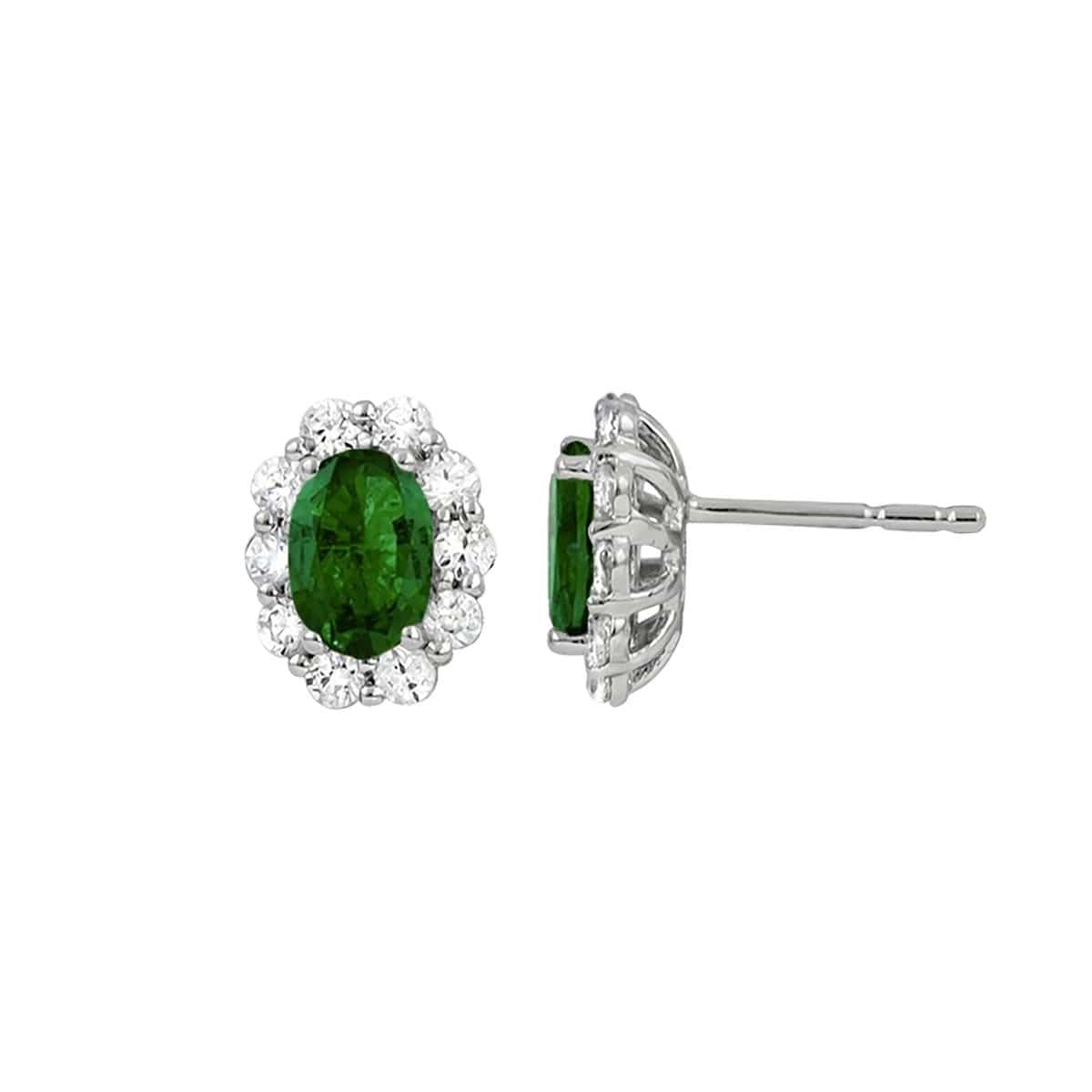 Emerald and Diamond Halo Earrings