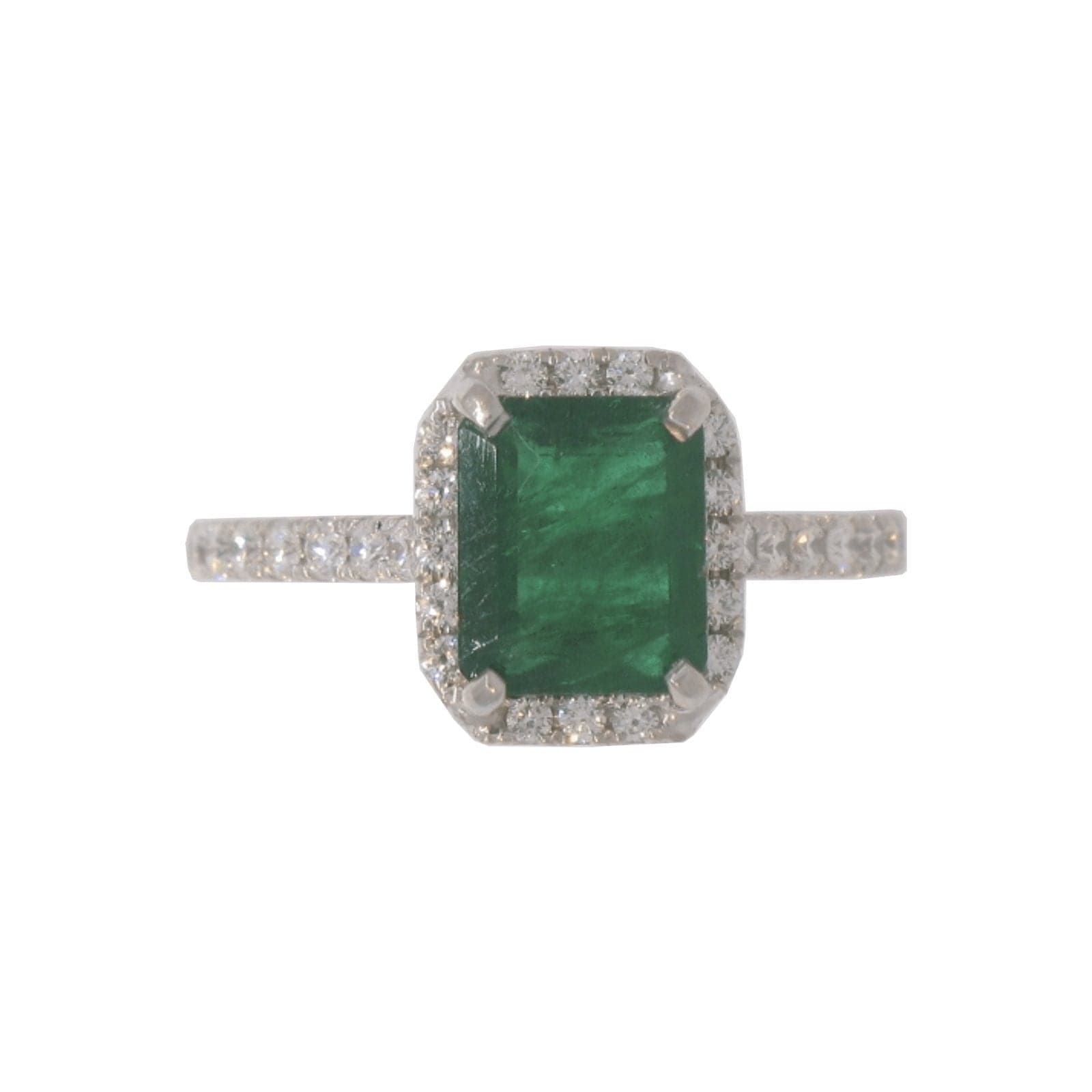 Emerald and Diamond Halo Ring