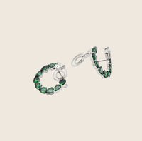 Emerald and Diamond Pear-Shaped Hoop Earrings