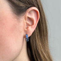Emerald-Cut Blue Sapphire Hoop Earrings