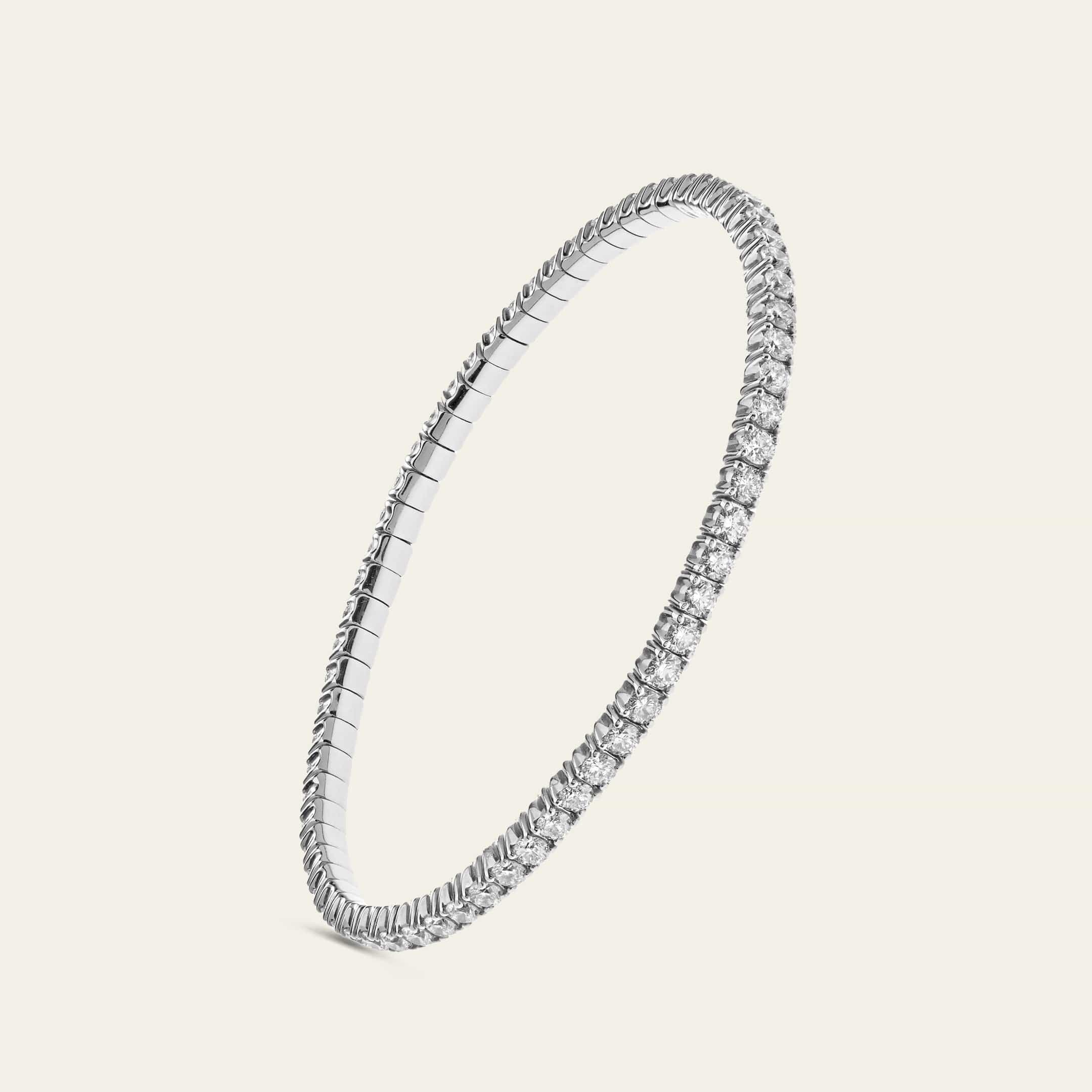 Emerald Cut Diamond Stretch White Gold Bracelet