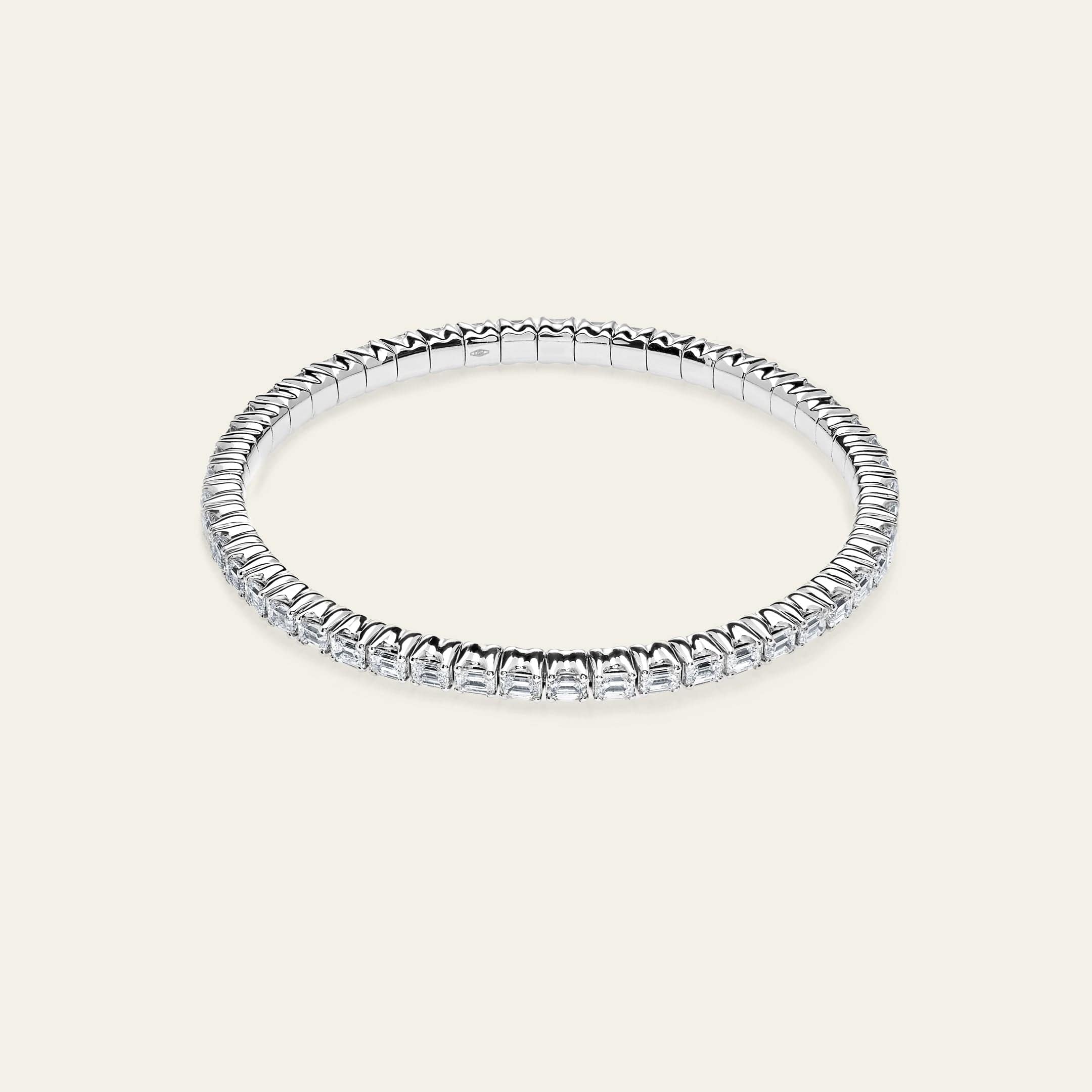 Emerald Cut Diamond Stretch White Gold Bracelet