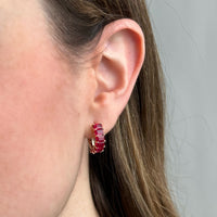 Emerald-Cut Ruby Hoop Earrings