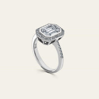 Emerald Illusion Diamond Halo White Gold Engagement Ring