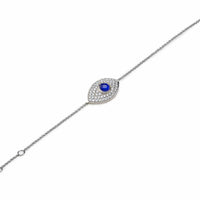 Evil Eye Pavé Set Blue Sapphire and Diamonds White Gold Chain Bracelet
