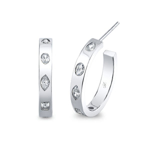 Hoop Earrings with Fancy Shape Diamonds