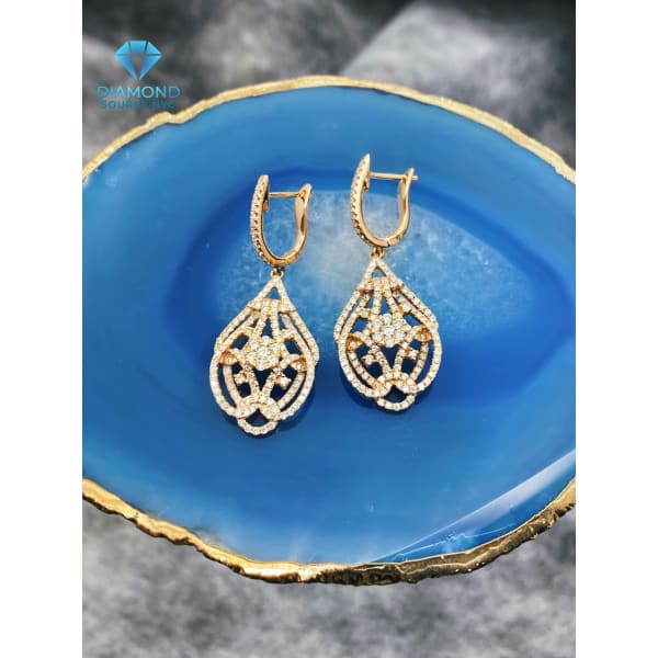 2.34ct. Natural Diamond Earrings Set In 14K Rose Gold