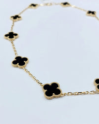 10 Stone Black Onyx Necklaces Set In 18K Yellow Gold