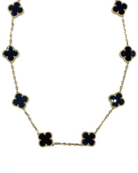 10 Stone Black Onyx Necklaces Set In 18K Yellow Gold