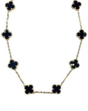 10 Stone Black Onyx Necklaces Set In 18K Yellow Gold