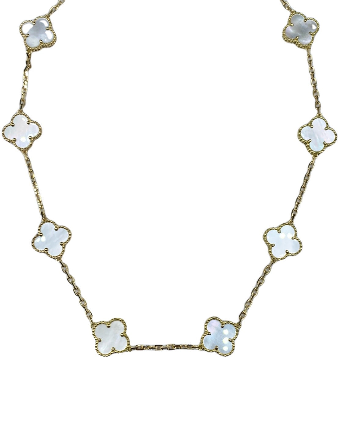10 Stone Mother of Pearl Necklaces Set In 18K Yellow Gold