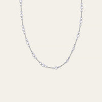 Floating Diamond Trio Tennis Necklace in White Gold