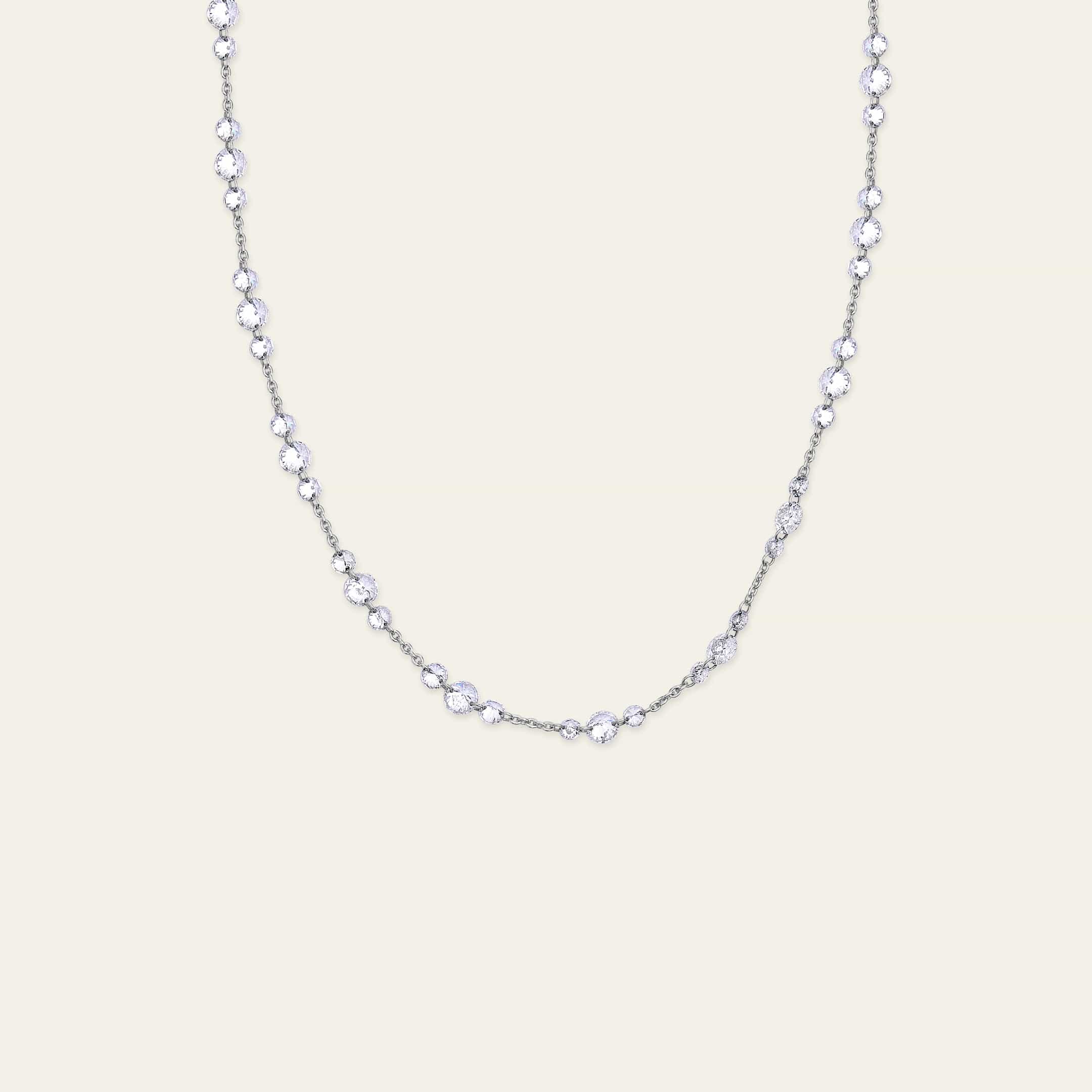 Floating Diamond Trio Tennis Necklace in White Gold