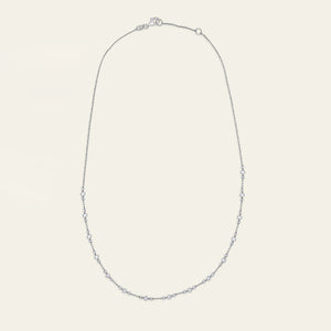 Floating Diamond Trio Tennis Necklace in White Gold