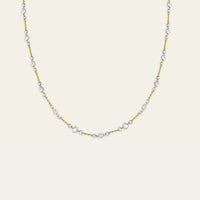 Floating Diamond Trio Tennis Necklace in Yellow Gold