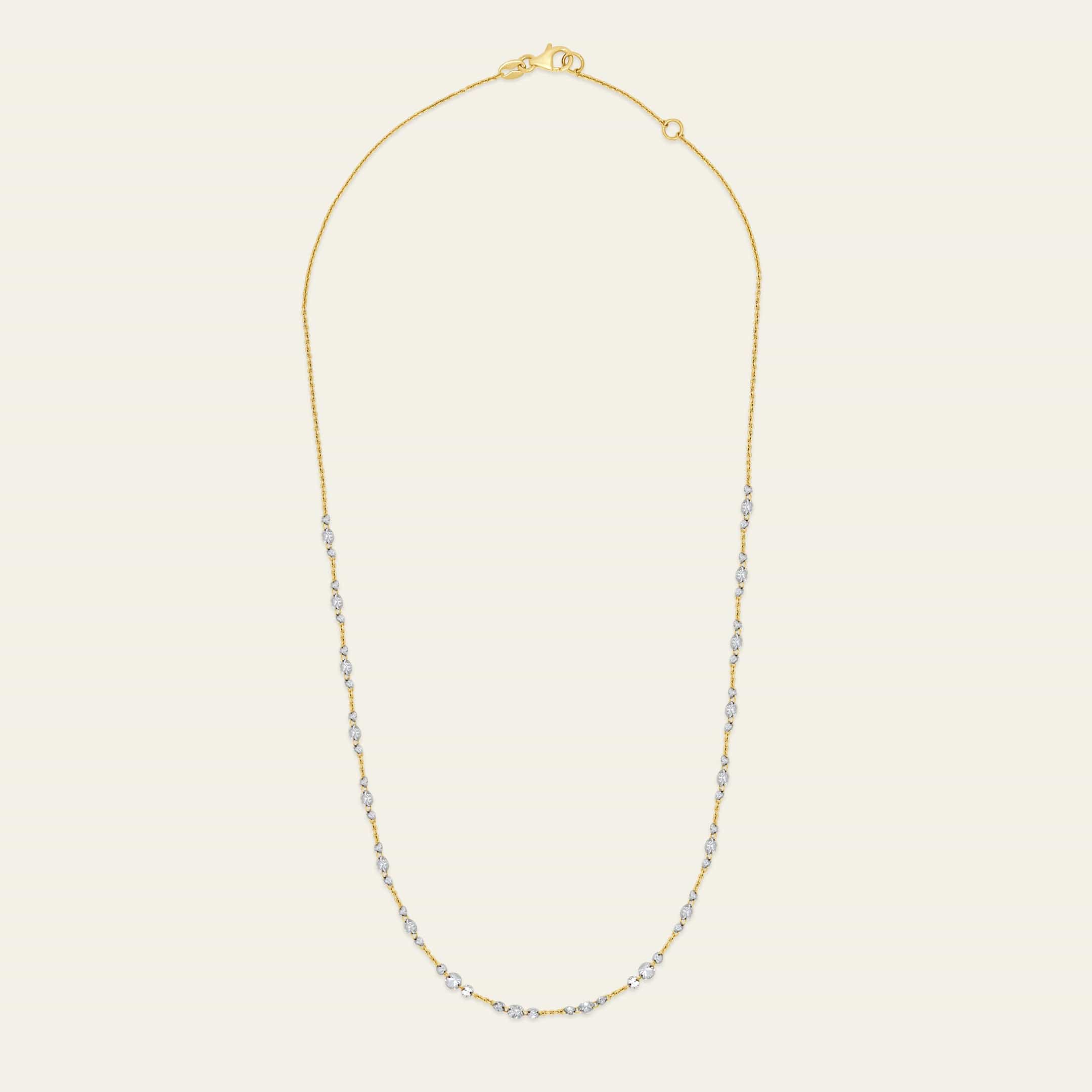 Floating Diamond Trio Tennis Necklace in Yellow Gold