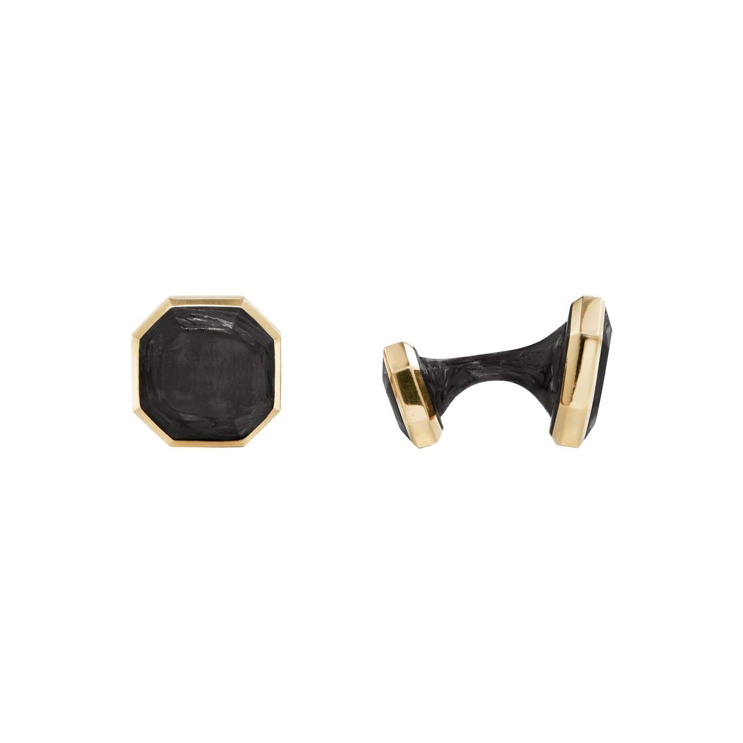 Forged Carbon Cufflinks in 18K Gold