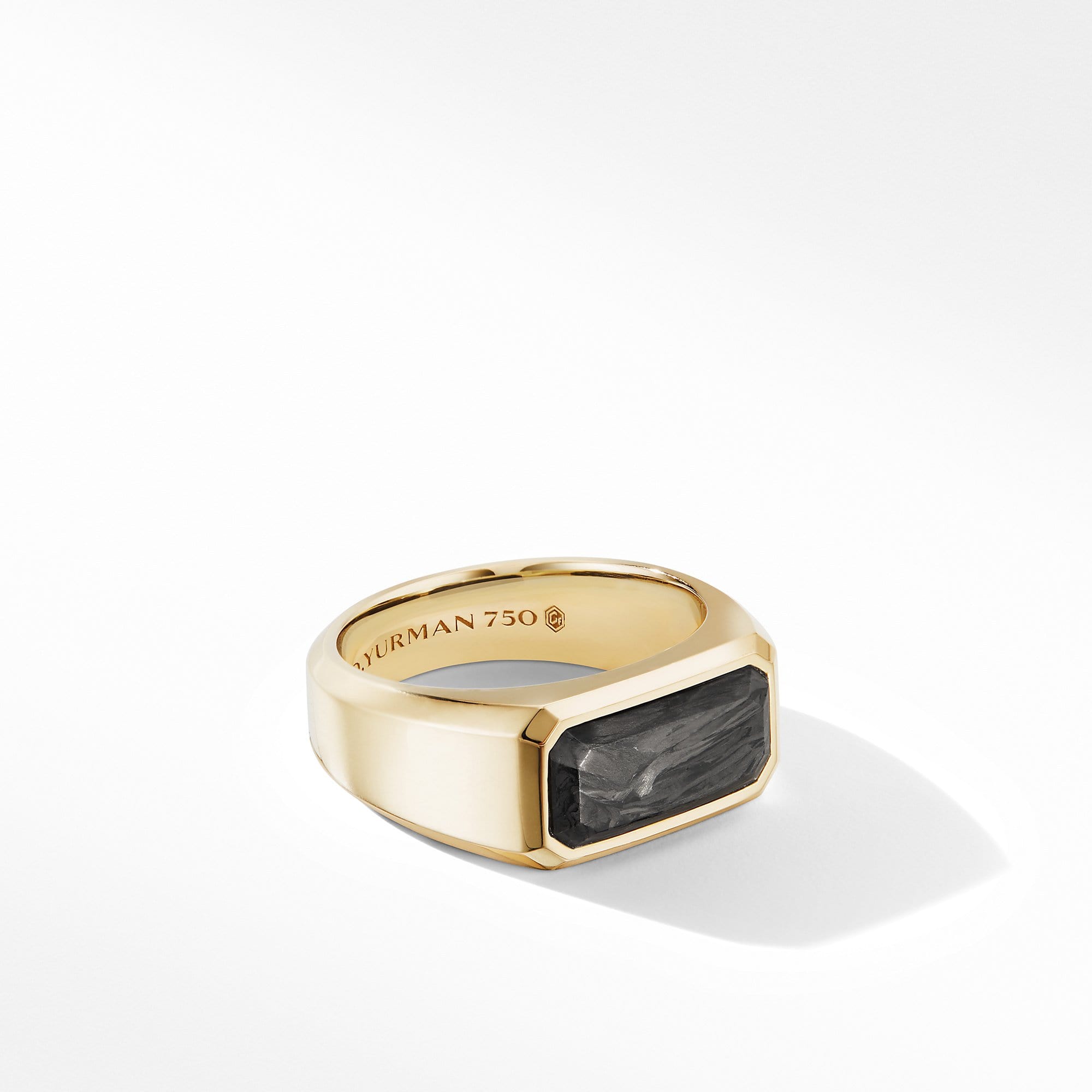 Forged Carbon Signet Ring in 18K Yellow Gold