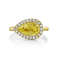 Fancy Yellow Pear Shape Diamond Halo Ring