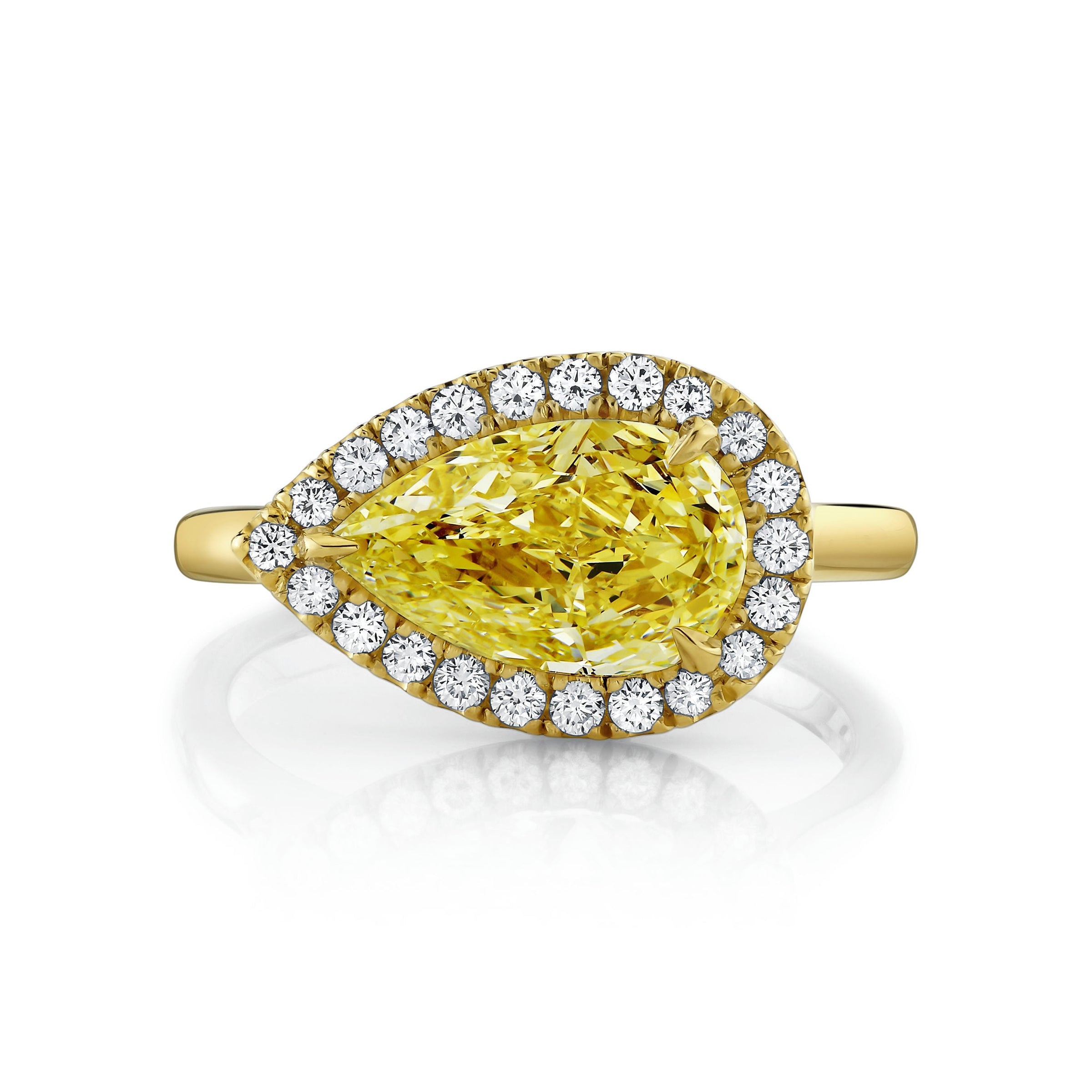 Fancy Yellow Pear Shape Diamond Halo Ring
