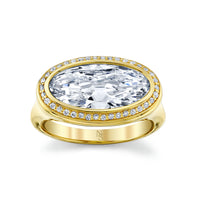 East West Oval Cut Diamond Halo Ring