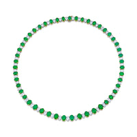 Alternating Oval Diamond and Emerald Necklace