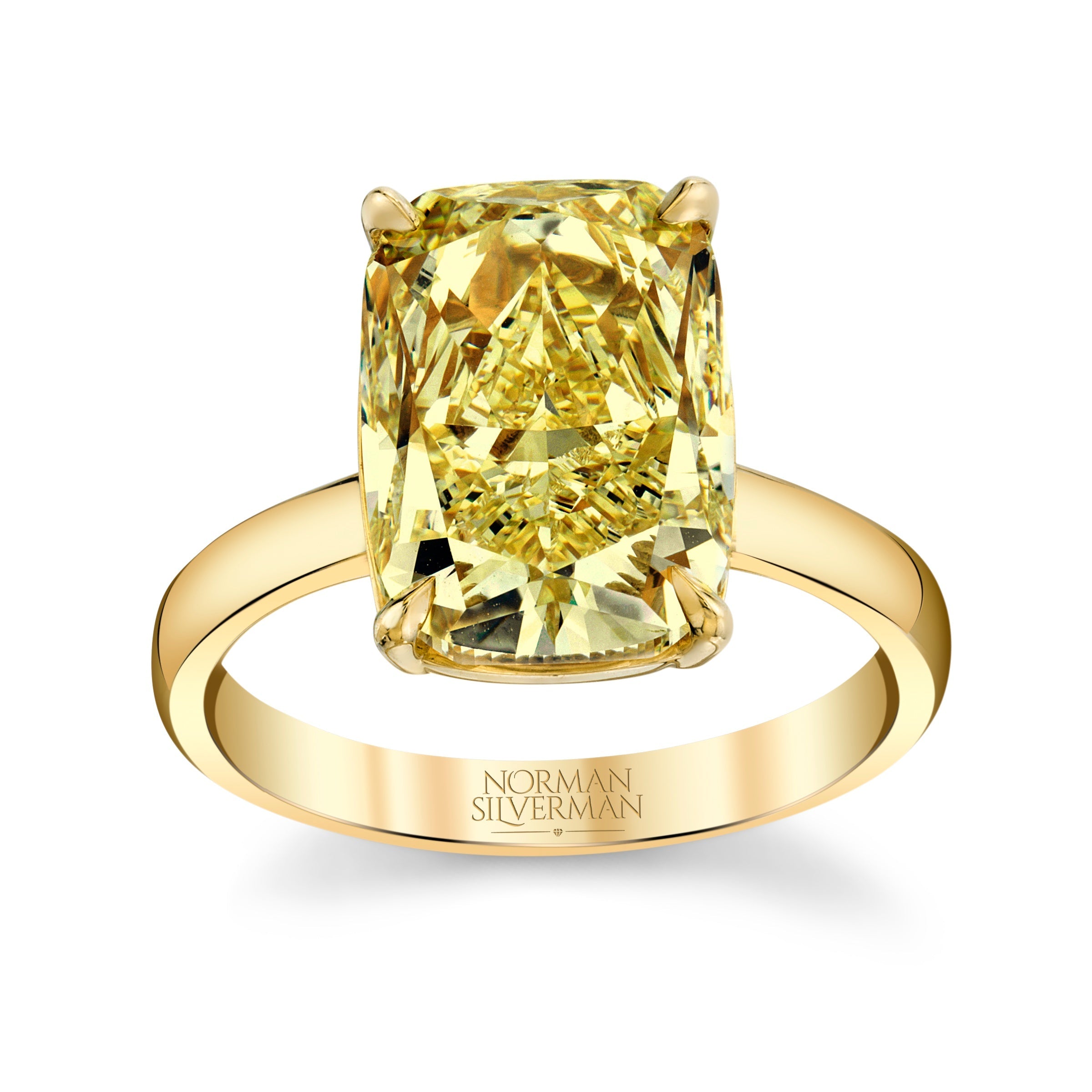 Fancy Light Yellow Cushion Diamond Ring
