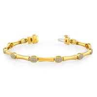 Bamboo Link Bracelet with Pave Diamond Stations