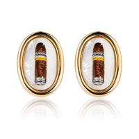 Gold Cufflinks - 18k Yellow Gold - Hand Painted Cigar Cufflinks