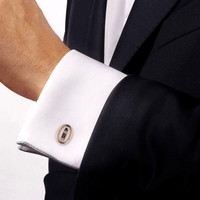 Gold Cufflinks - 18k Yellow Gold - Hand Painted Cigar Cufflinks