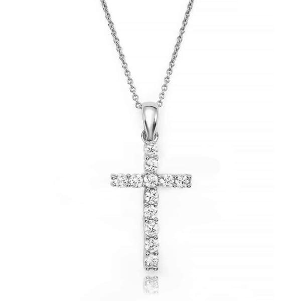 2.76ct. Natural Diamond Cross Set In 18K White Gold, Round Cut