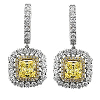 2.20ct. Halo Diamond Earrings with Citrine Center Stone Set In 18K White Gold