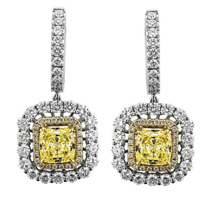 2.20ct. Halo Diamond Earrings with Citrine Center Stone Set In 18K White Gold