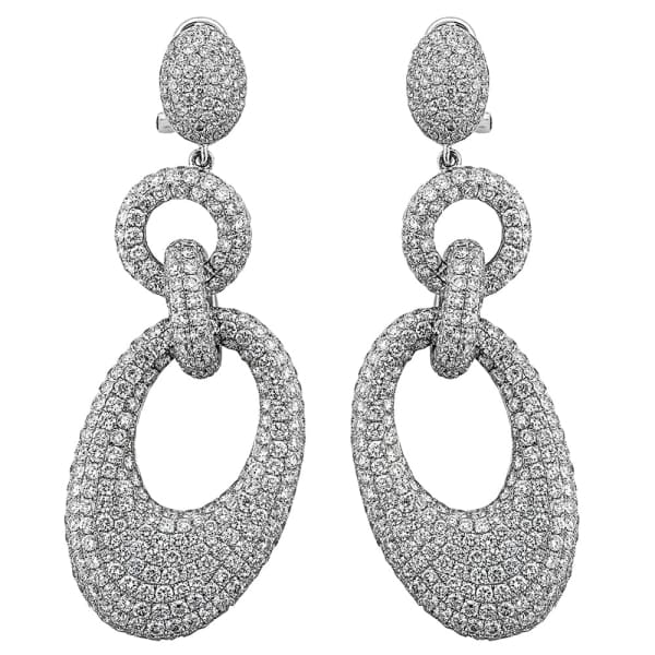 14ct. Diamond Chandelier Earrings Set In 18K White Gold, Micro Pave Set
