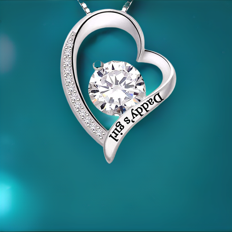 Heart Necklace Embellished with Crystals in 18K White Gold Plated